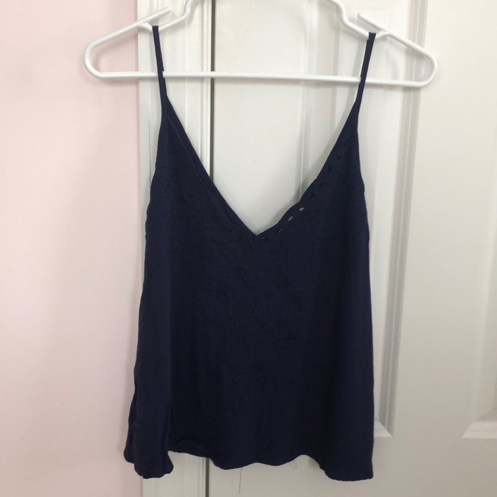 Navy Blue Nordstrom Tank Top with Neckline Detail